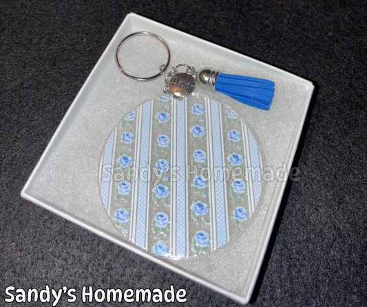 Dream - Blue Floral Keychain