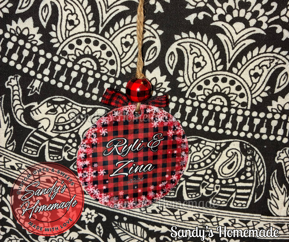 Custom Photo Ornament Plaid Snowflakes (Customize with any photo & text)