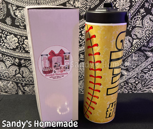 Personalized Sport Themed 20 oz Water Bottles - Personalize with any name and number