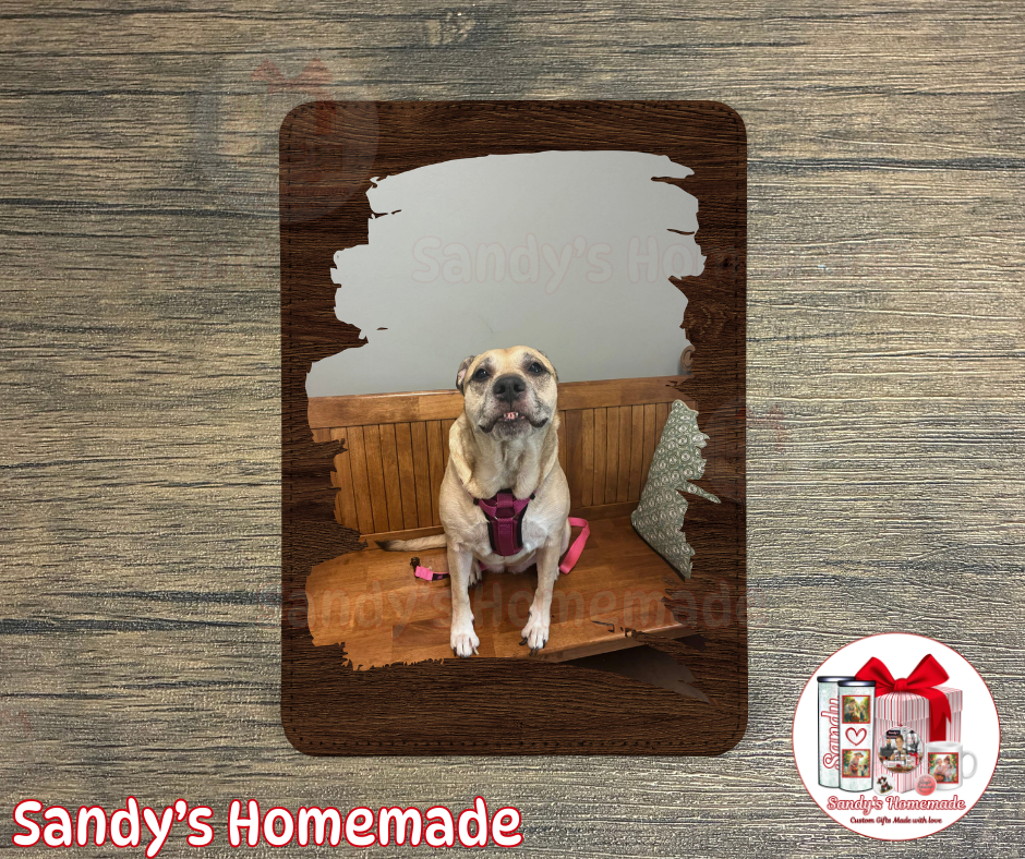 Custom leather photo frame - brown