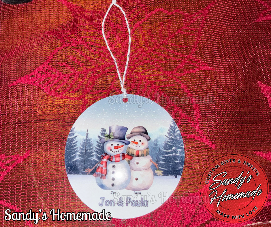 Personalized Snowman Family Christmas Ornament - Personalize with up to 7 family members with names-