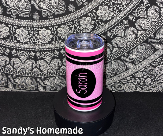 Personalized Crayon 12 oz tumbler - Pink, Blue, Yellow, or Purple