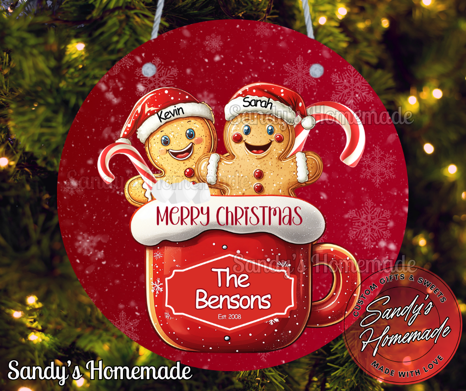 Personalized Gingerbread Family Jumbo Christmas Ornament