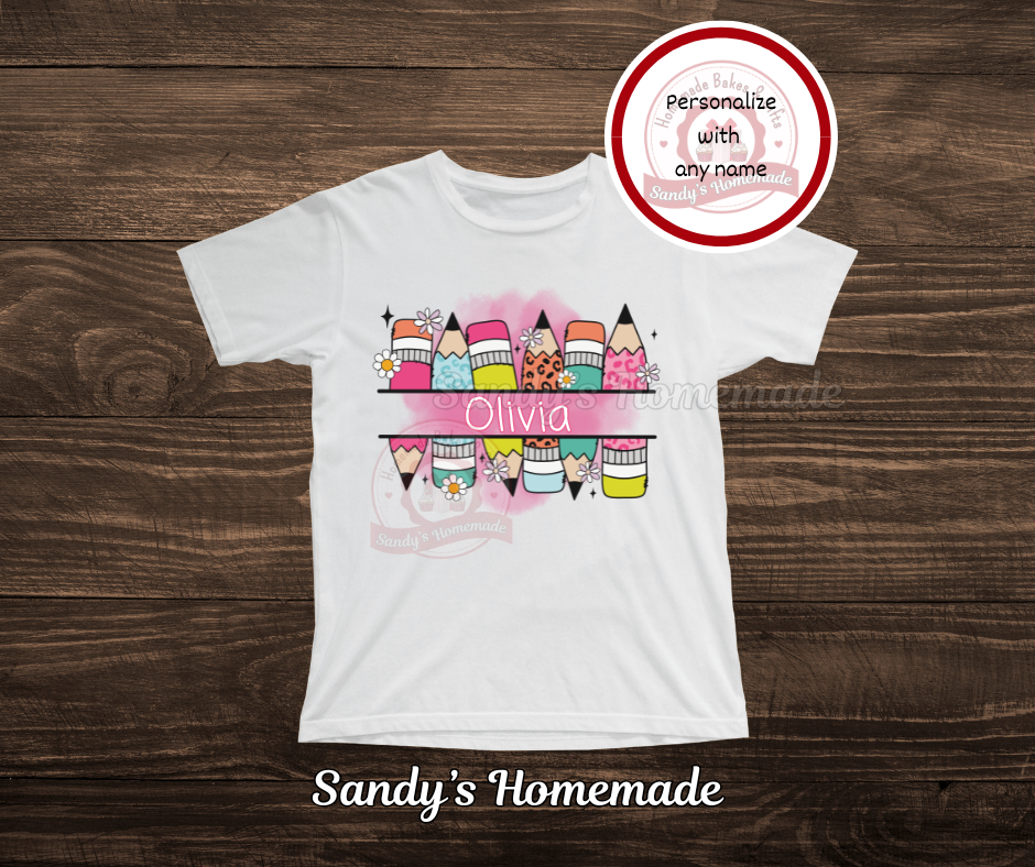 Personalized pencil tee