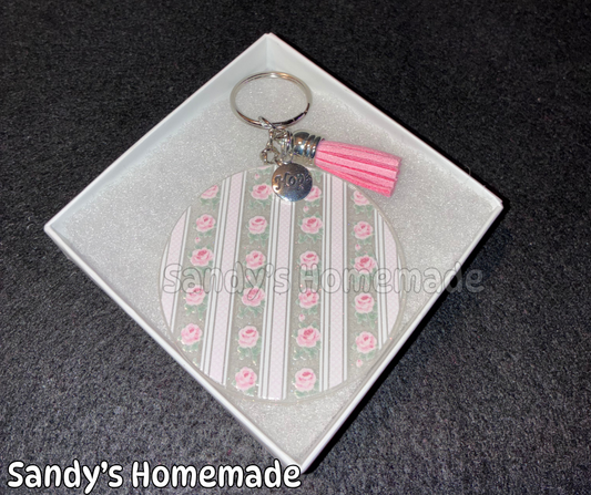 Hope - Pink floral keychain