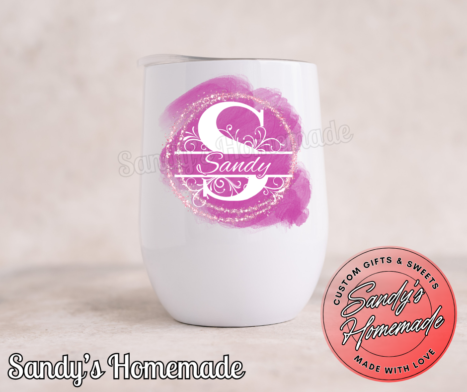 Personalized wine tumbler with any monogram and text