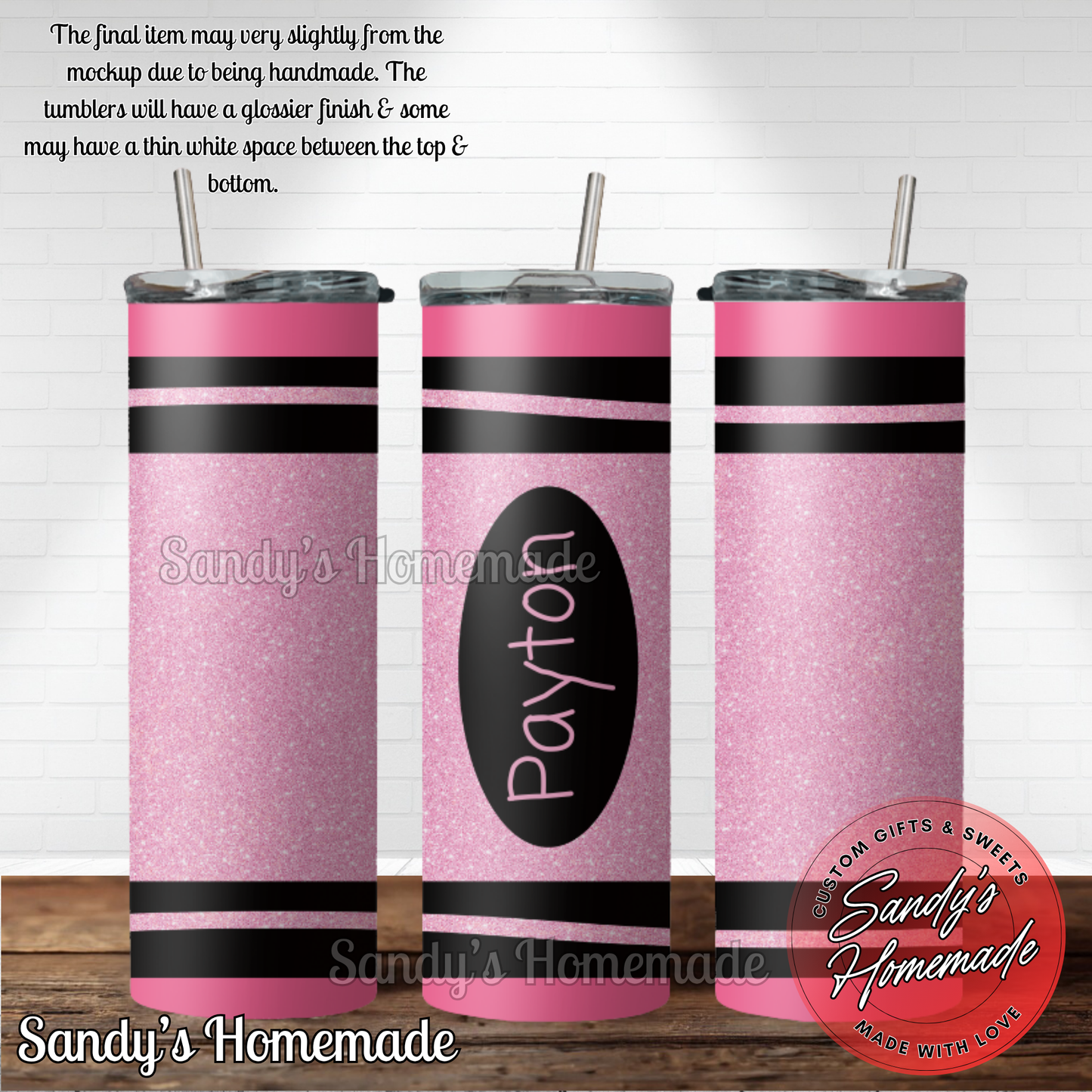 Personalized crayon tumblers 12 & 20 oz available