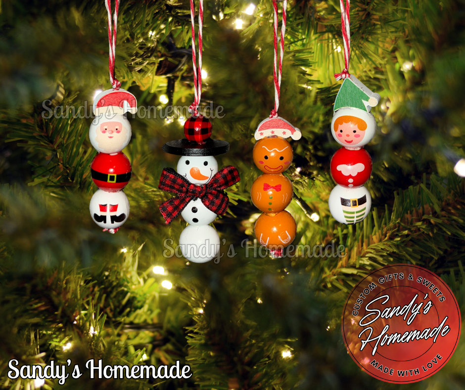 Handmade Wooden Bead Christmas Ornaments