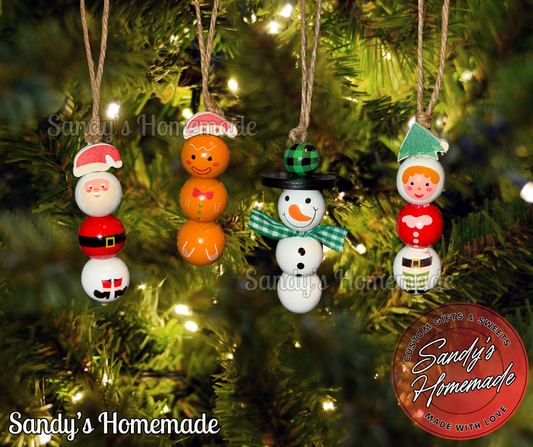 Handmade Wooden Bead Christmas Ornaments