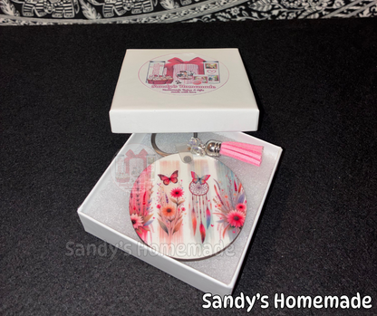 Boho butterflies and flowers keychain