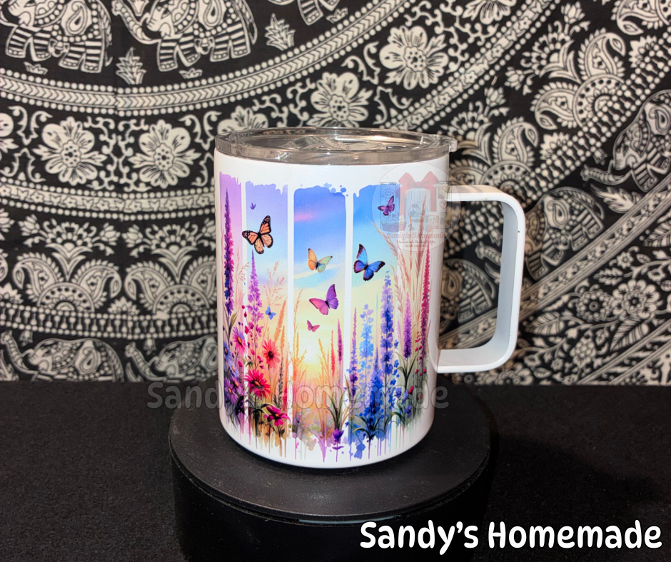 Butterfly 12 oz stainless steel mug