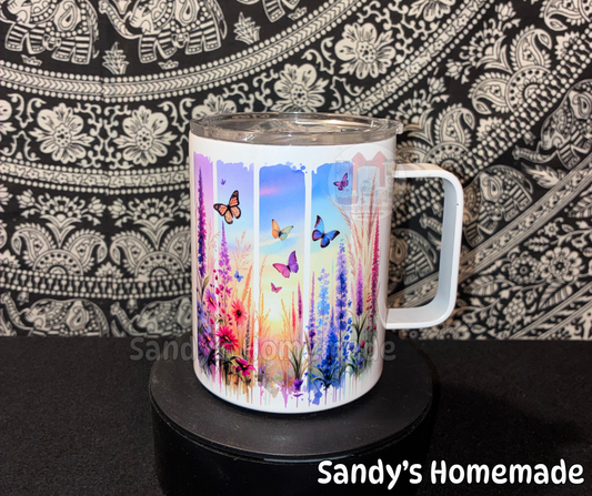 Butterfly 12 oz stainless steel mug
