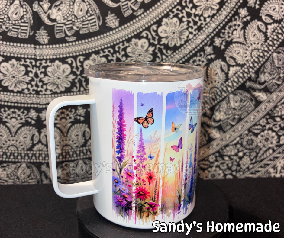 Butterfly 12 oz stainless steel mug