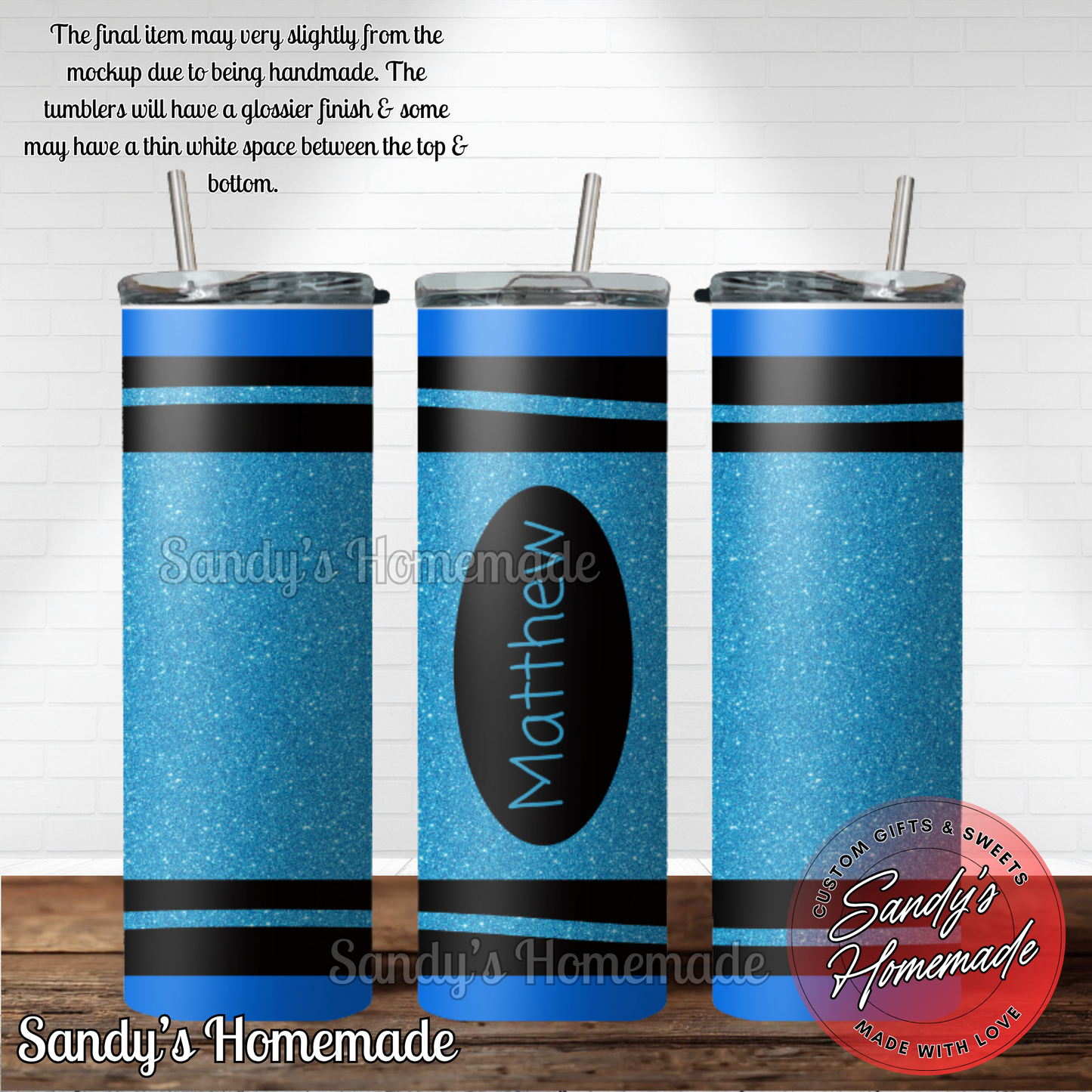 Personalized crayon tumblers 12 & 20 oz available