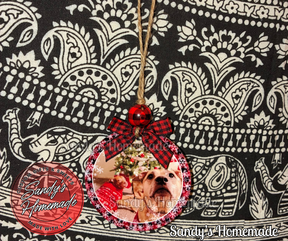 Custom Photo Ornament Plaid Snowflakes (Customize with any photo & text)