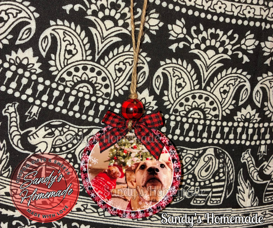 Custom Photo Ornament Plaid Snowflakes (Customize with any photo & text)