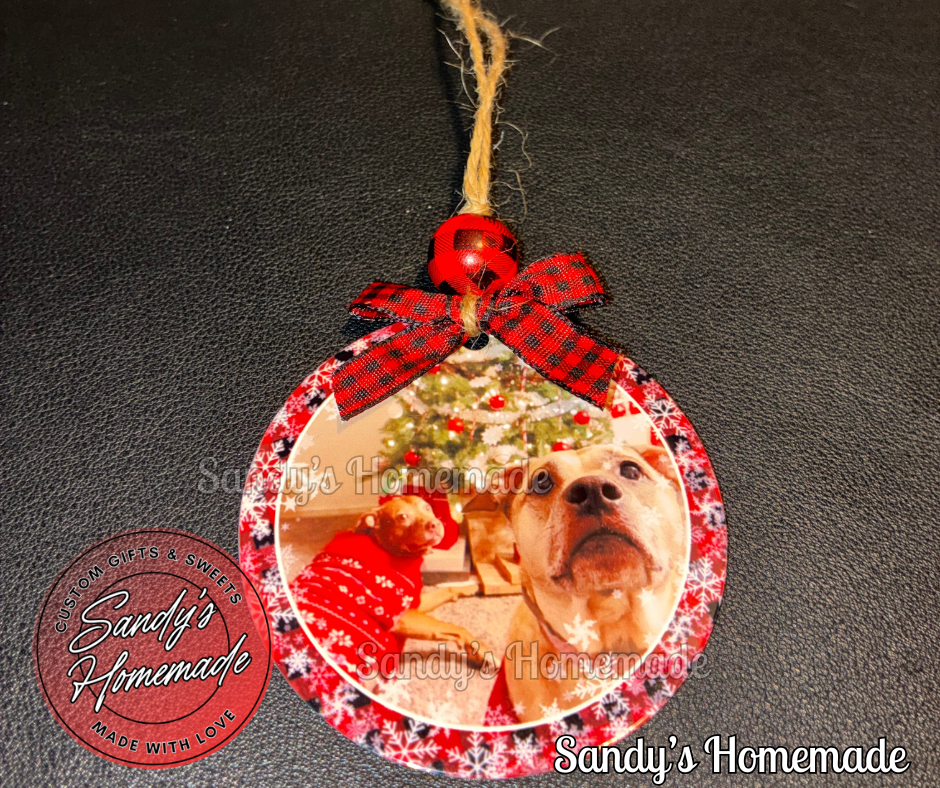 Custom Photo Ornament Plaid Snowflakes (Customize with any photo & text)
