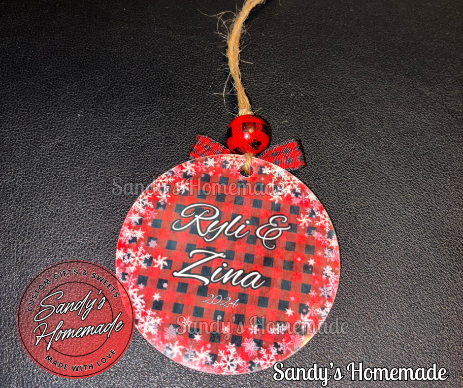 Custom Photo Ornament Plaid Snowflakes (Customize with any photo & text)