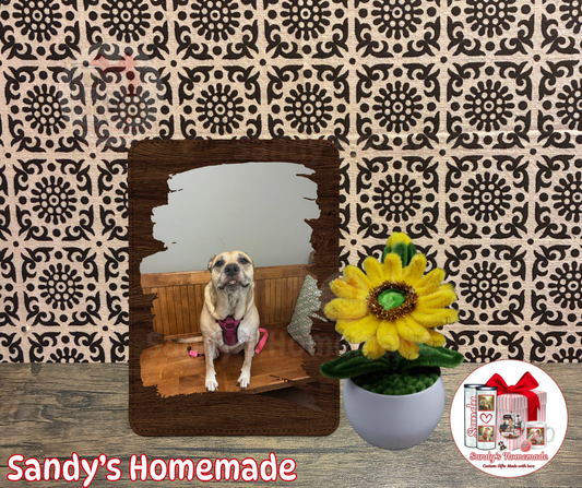 Custom leather photo frame - brown