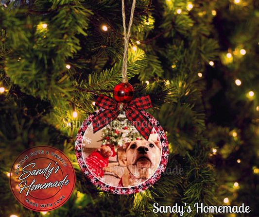 Custom Photo Ornament Plaid Snowflakes (Customize with any photo & text)