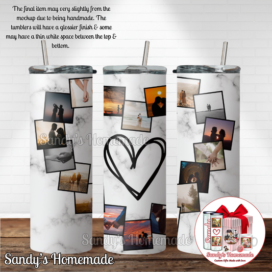 Custom photo tumbler Heart with 18 photos