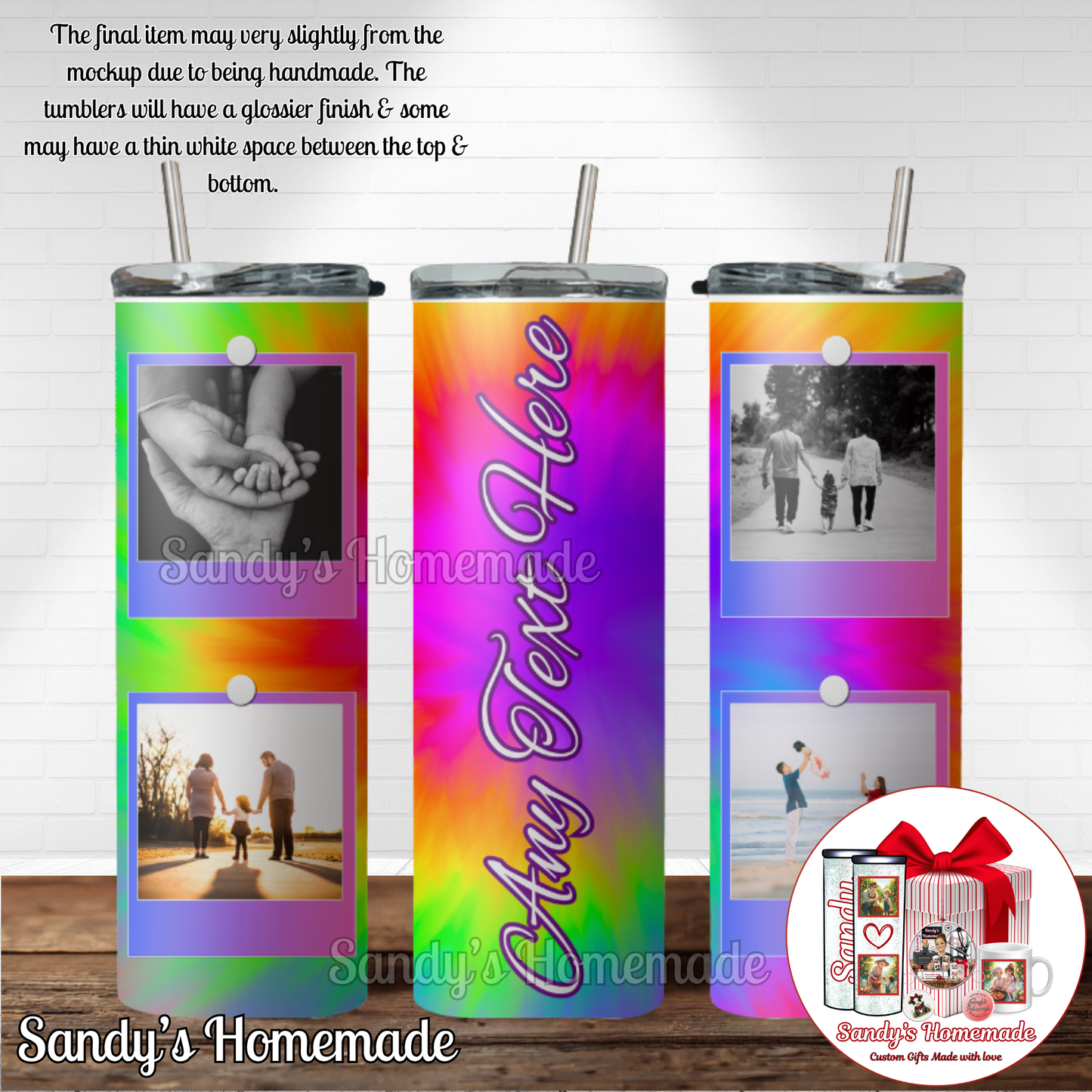 Custom Tie Dye Tumbler with any text and 4 photos