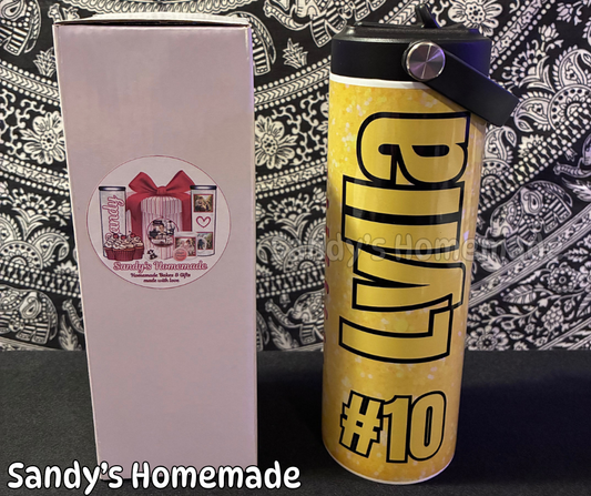 Personalized Sport Themed 20 oz Water Bottles - Personalize with any name and number