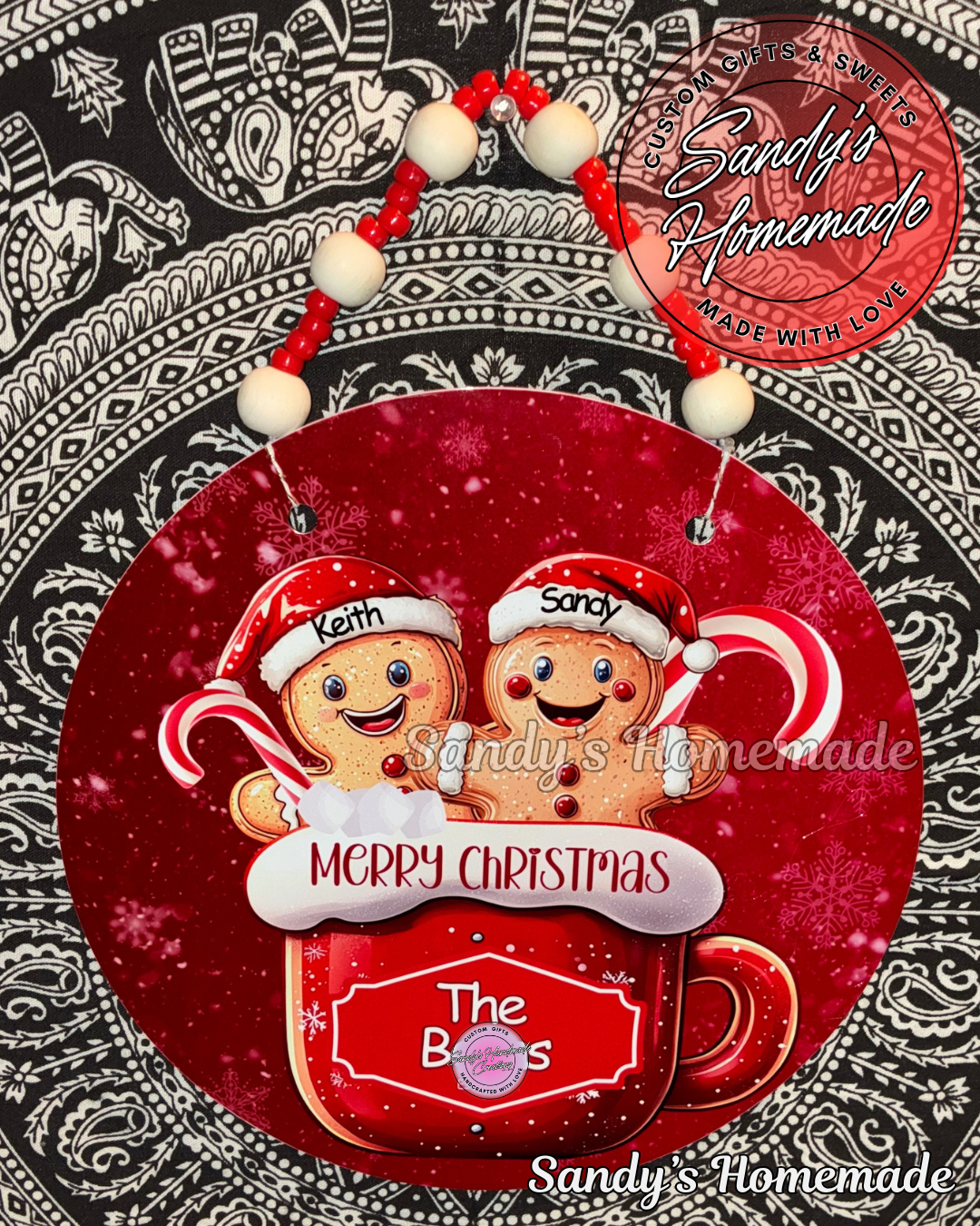 Personalized Gingerbread Family Jumbo Christmas Ornament
