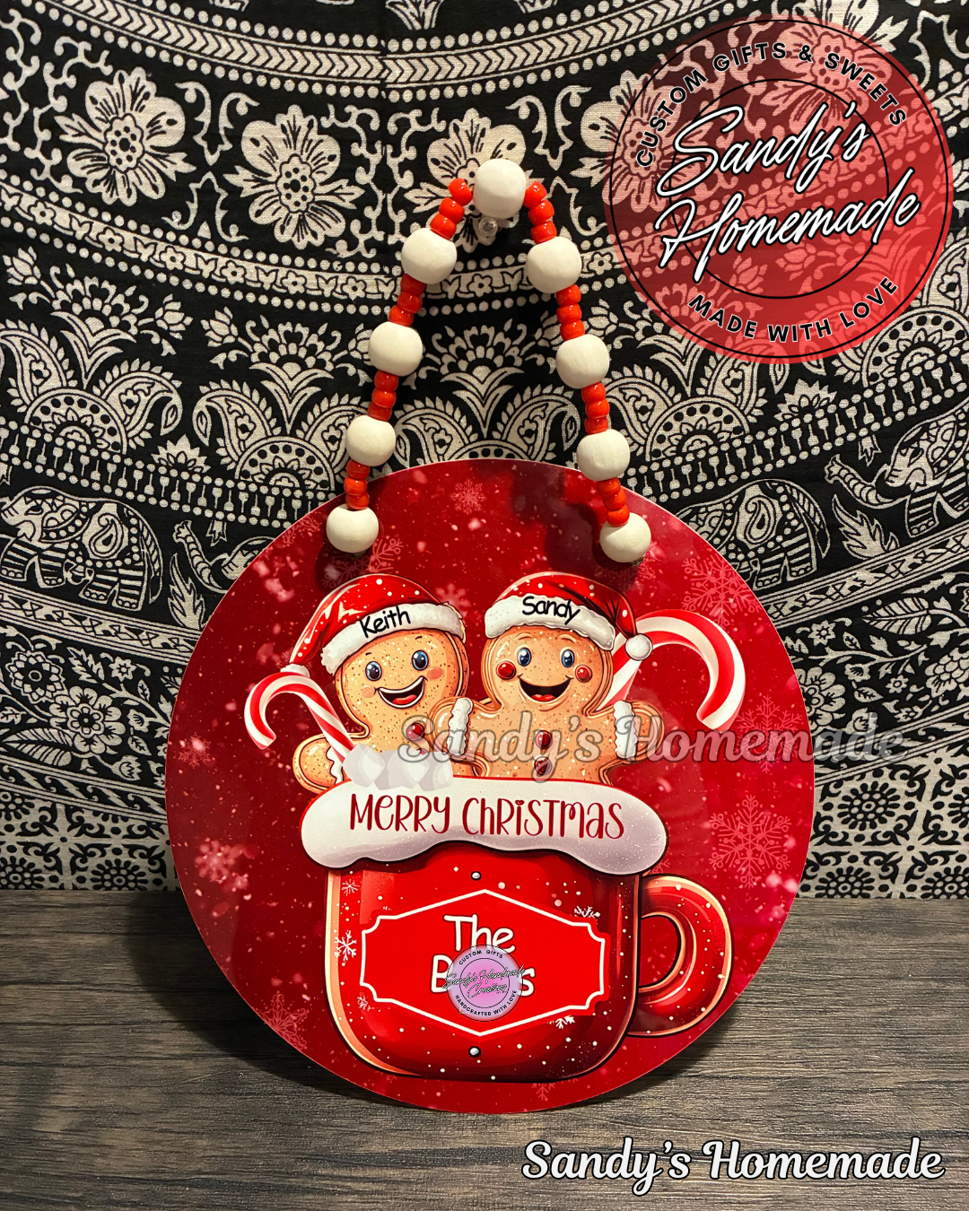 Personalized Gingerbread Family Jumbo Christmas Ornament