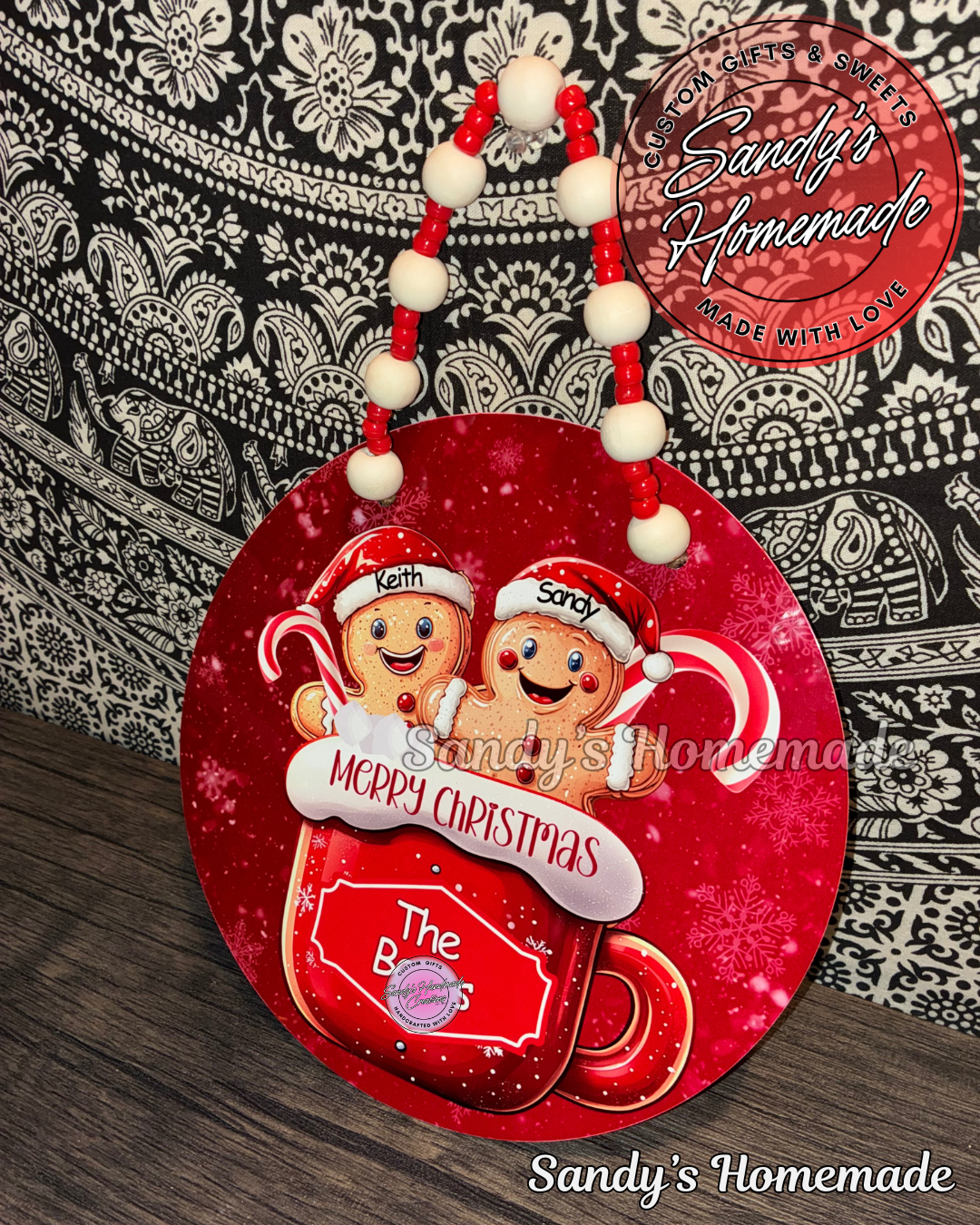 Personalized Gingerbread Family Jumbo Christmas Ornament