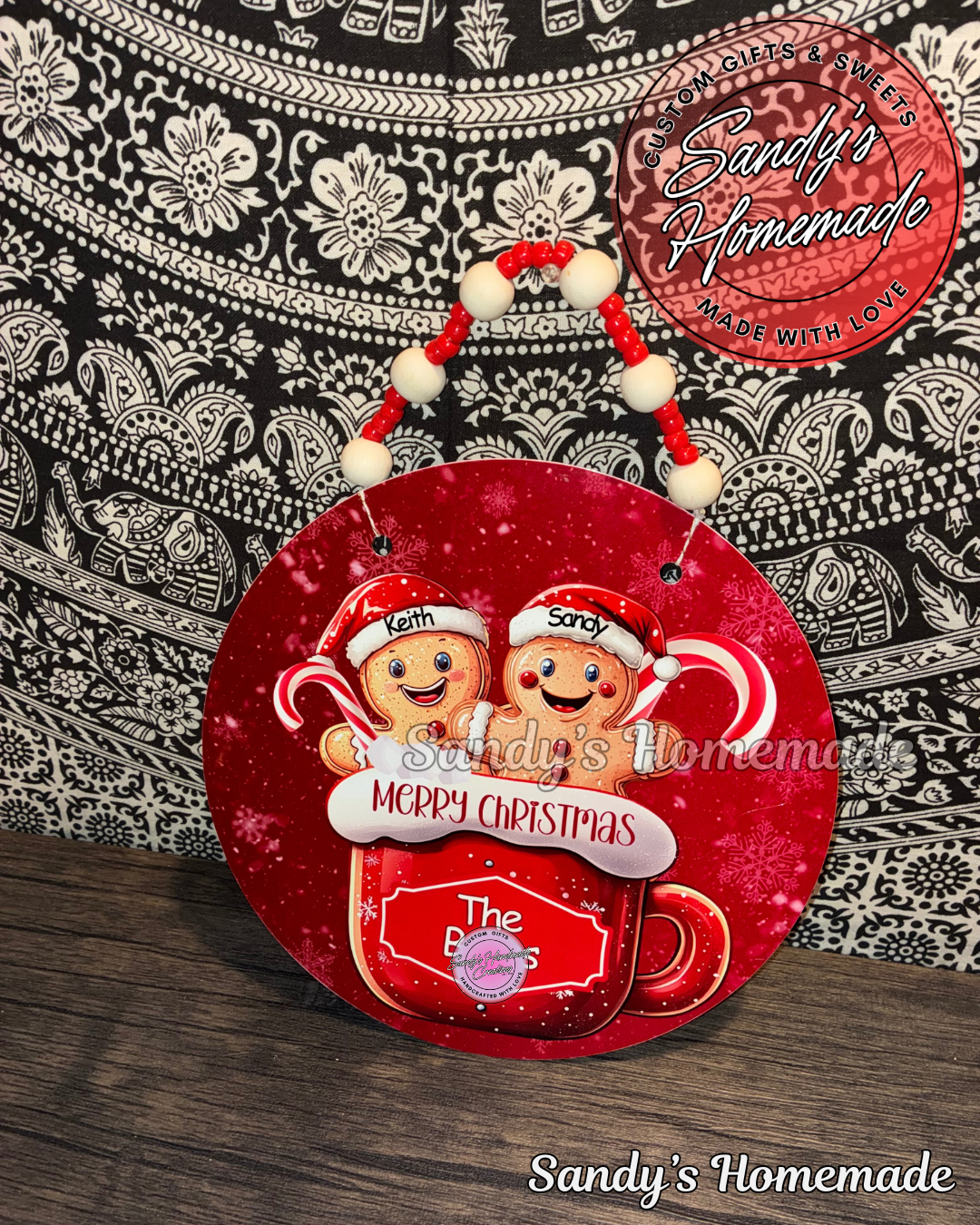 Personalized Gingerbread Family Jumbo Christmas Ornament