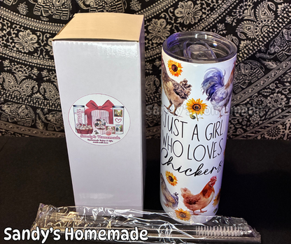 Just a girl who loves chickens - 20oz tumbler