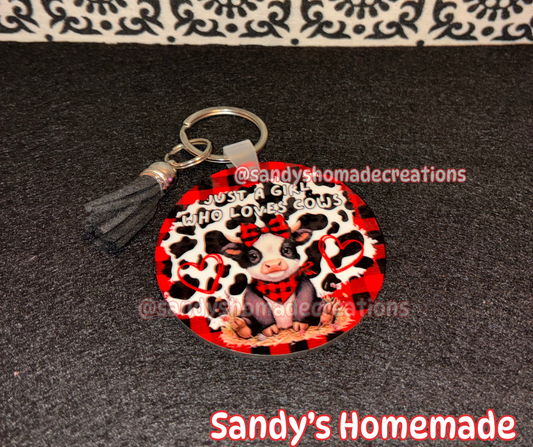 #5: Just a girl who loves cow keychain