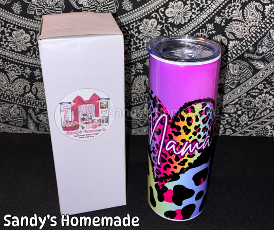 Mama Rainbow leopard print - 20oz tumbler