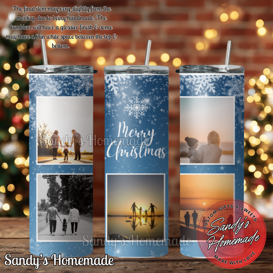 Merry Christmas Custom photo tumbler with 5 photos