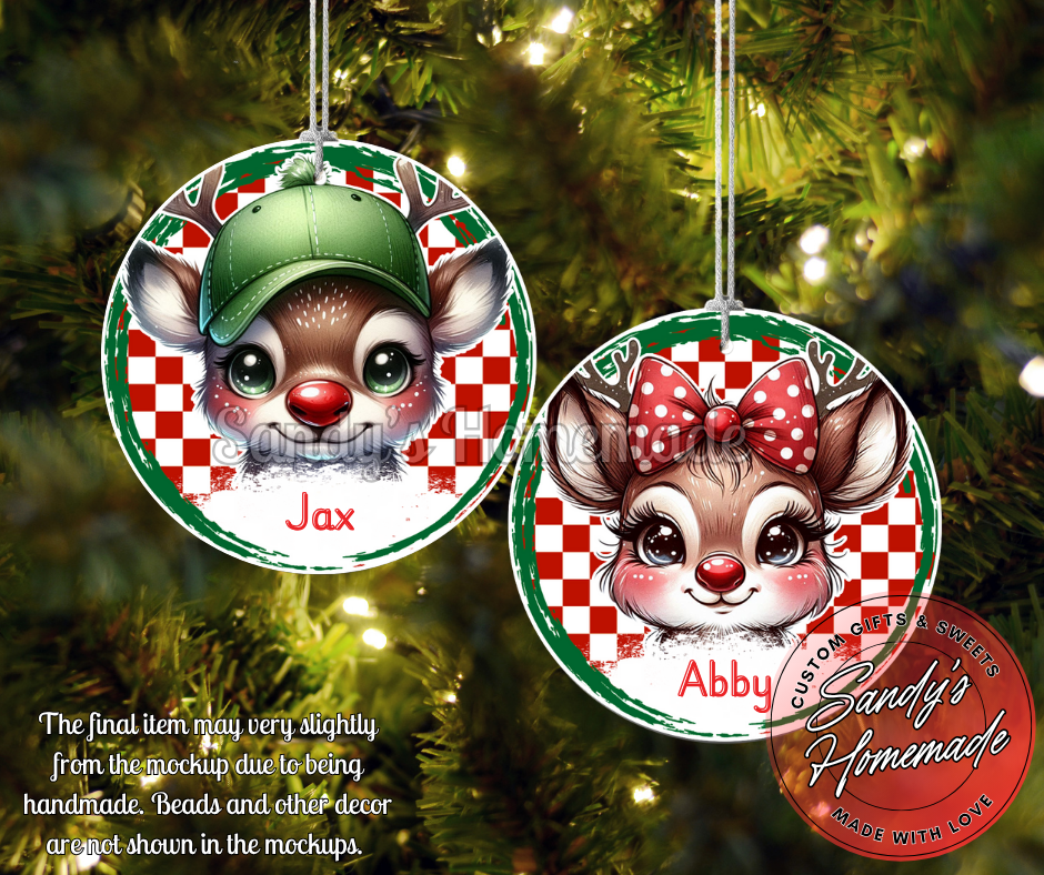 Personalized Reindeer Christmas Ornament