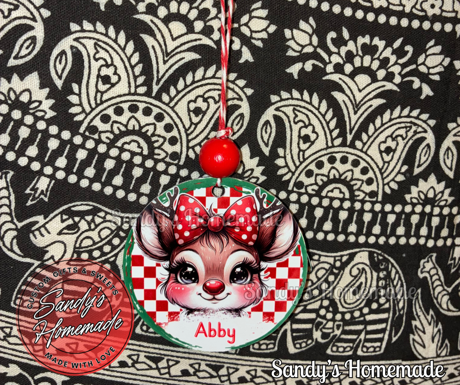 Personalized Reindeer Christmas Ornament