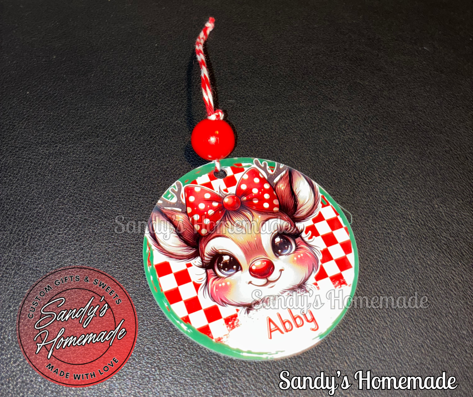 Personalized Reindeer Christmas Ornament
