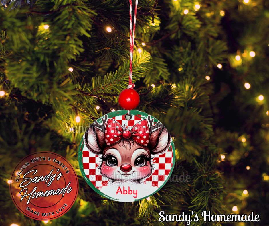 Personalized Reindeer Christmas Ornament