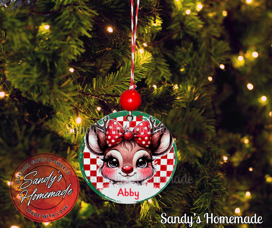 Personalized Reindeer Christmas Ornament