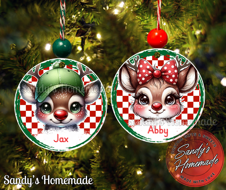 Personalized Reindeer Christmas Ornament