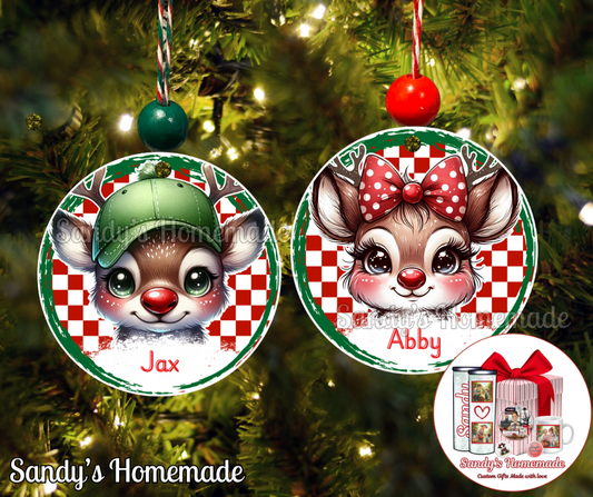 Personalized Reindeer Christmas Ornament