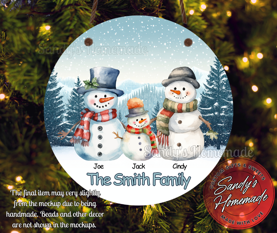 Personalized Snowman Family Jumbo Ornament/Decor
