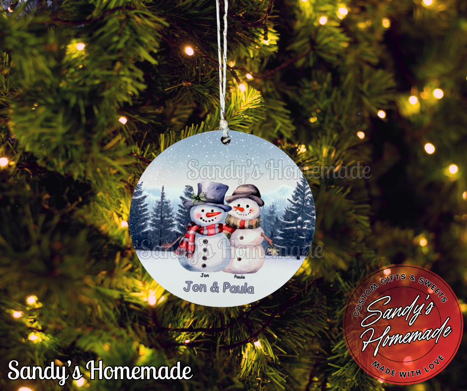 Personalized Snowman Family Christmas Ornament - Personalize with up to 7 family members with names-