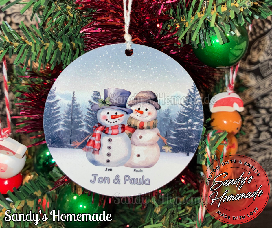 Personalized Snowman Family Christmas Ornament - Personalize with up to 7 family members with names-