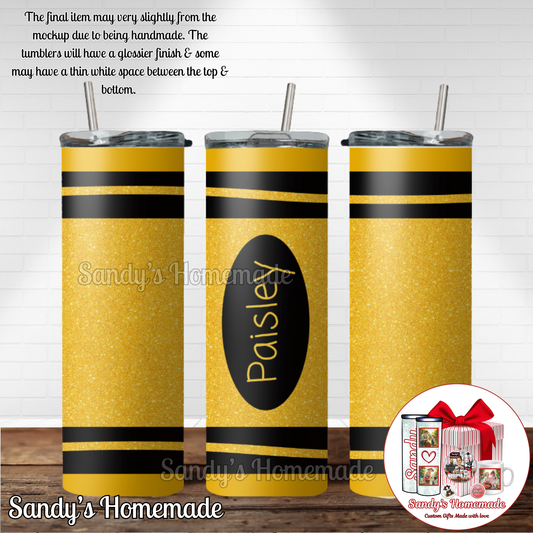 Personalized crayon tumblers 12 & 20 oz available