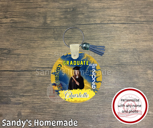 Personalized Graduation keychain - Personalize with any photo, name and color -