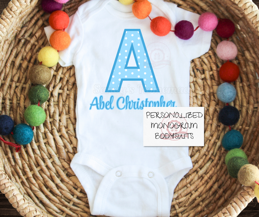 Personalized Monogram baby bodysuit - Pink or Blue-