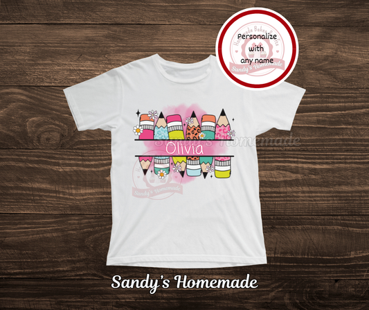 Personalized pencil tee