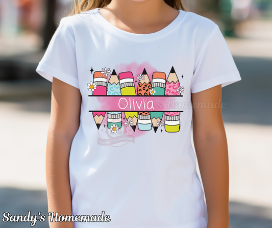 Personalized pencil tee